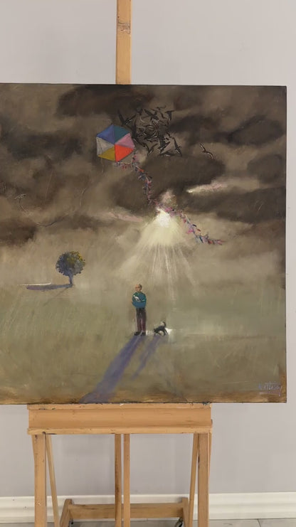 Uçurtmalı Çocuk Yağlı Boya Tablosu