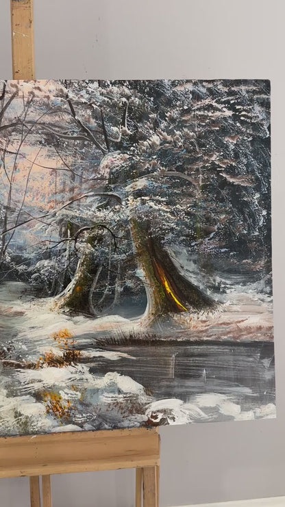 Karla Kaplı Orman Yağlı Boya Tablosu