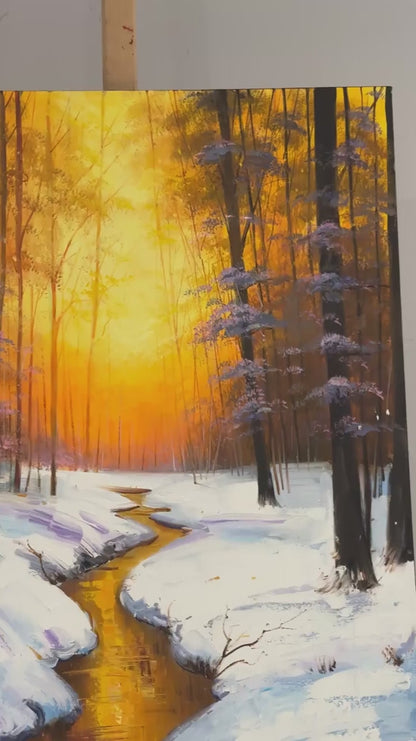 Kışın Altın Saati Yağlı Boya Tablosu
