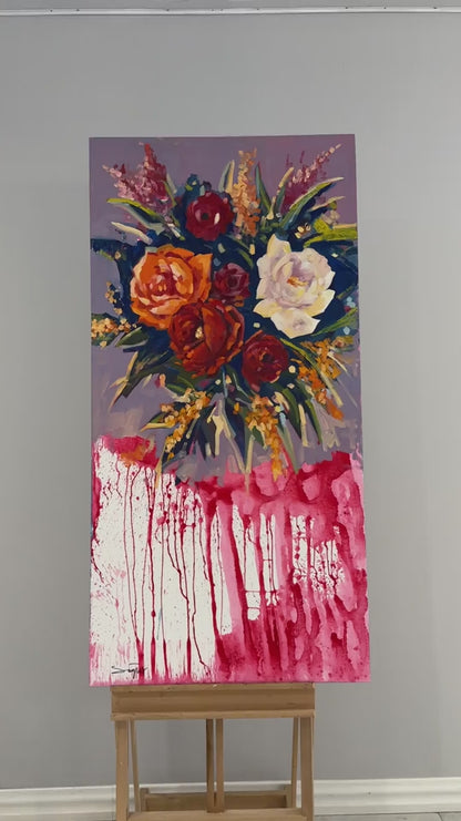 Bir Demet Çiçek Yağlı Boya Tablosu