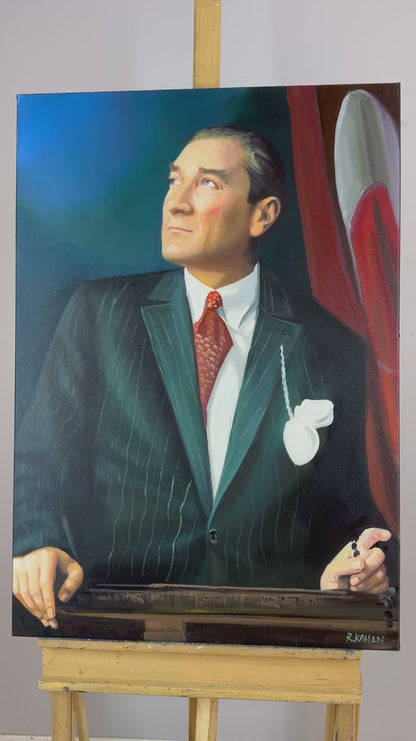 Atatürk'ün İzinde Yağlı Boya Tablosu