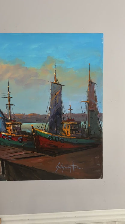 İstanbul'un Ruhunda Boğaz ve Galata Yağlı Boya Tablosu