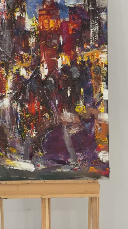 Galata'da Akşam Yansımaları Yağlı Boya Tablosu