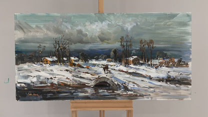 Taş Köprüden Geçerken Yağlı Boya Tablosu