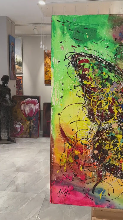 Kelebeğin Renkli Dansı Yağlı Boya Tablosu