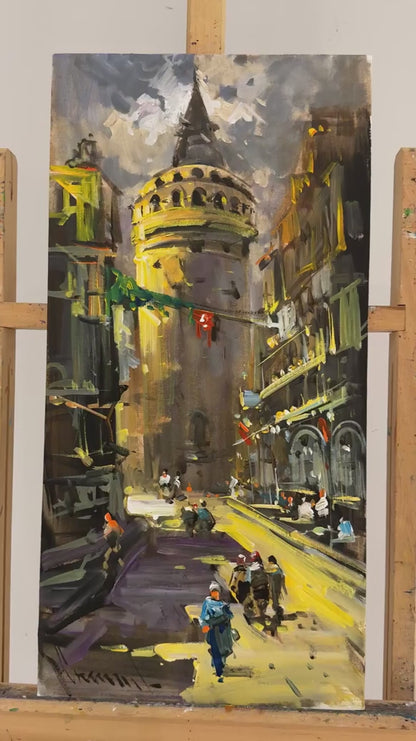 Galata'nın Yanında Yağlı Boya Tablosu