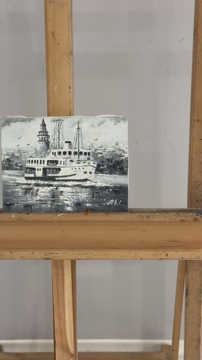 Şehir Hatlarının Yolculuğu Yağlı Boya Tablosu