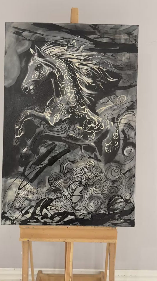 Zamanı Aşan At Yağlı Boya Tablosu