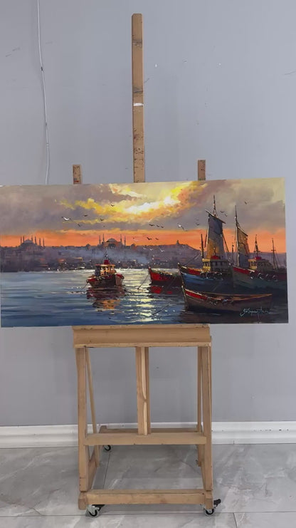 Sessiz İstanbul Boğazı Yağlı Boya Tablosu