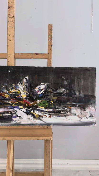 Geceye Kurulan Sofra Yağlı Boya Tablosu