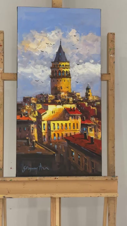 Eski Galata Rüzgarı Yağlı Boya Tablosu