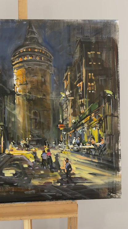 Geçmişin Fısıltısıda Galata Yağlı Boya Tablosu