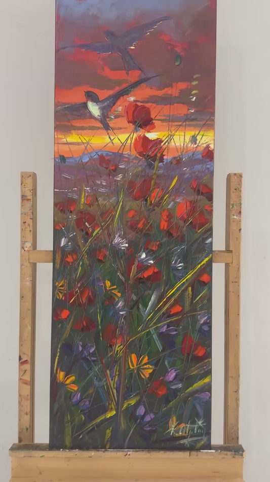 Gelinciklere Esen Işık Yağlı Boya Tablosu