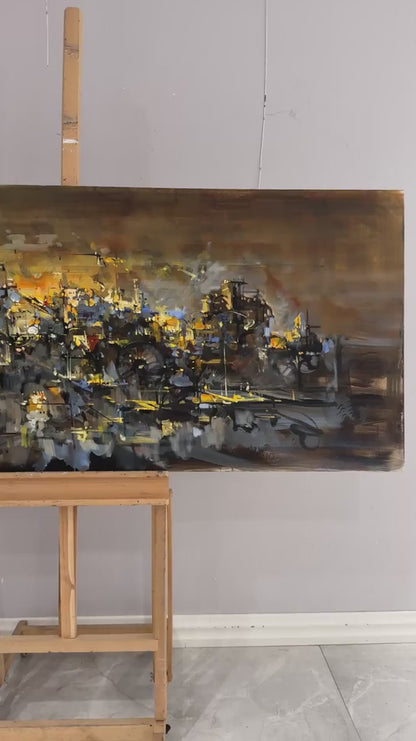 Zamanın İçinde Çarklar Yağlı Boya Tablosu