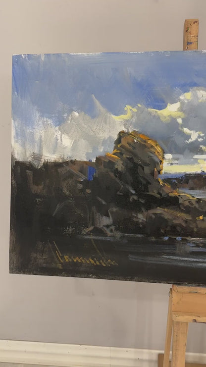 Tepelerin Ardındaki Gün Yağlı Boya Tablosu