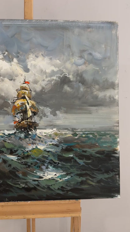 Dalga ve Rüzgar Yağlı Boya Tablosu