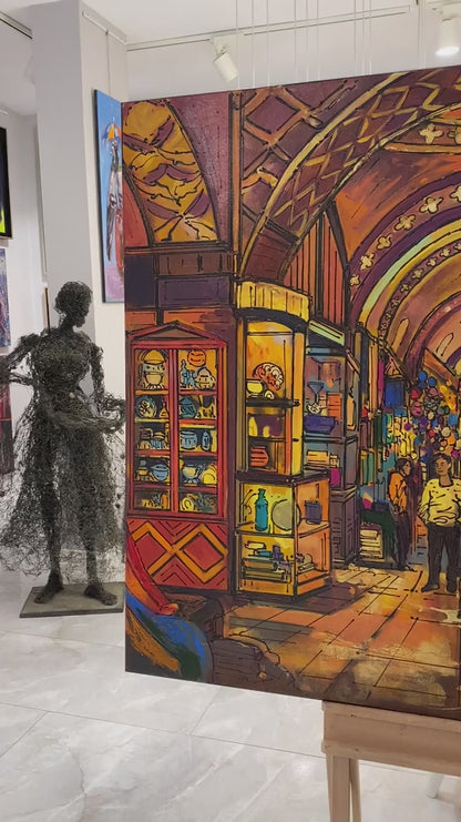 Kapalı Çarşı'nın Atmosferi Yağlı Boya Tablosu