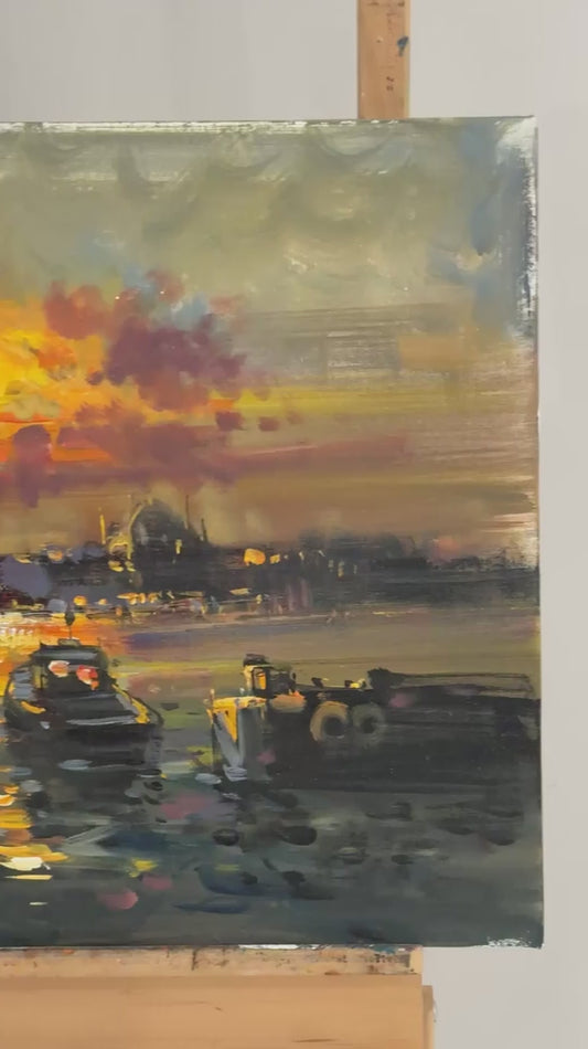 Gün Işığında Boğaz Yağlı Boya Tablosu