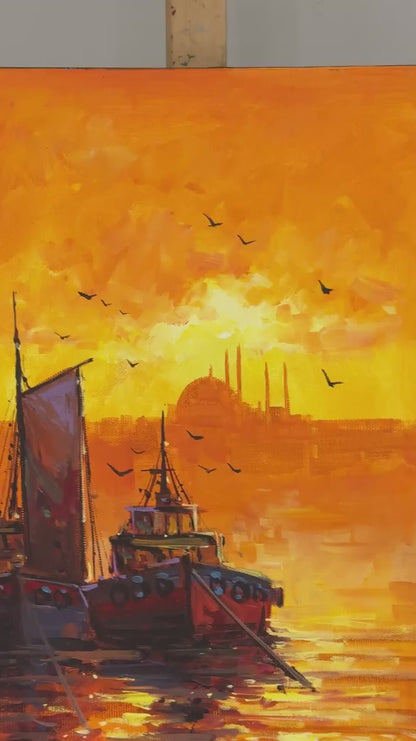 Altın Saatte Yağlı Boya Tablosu