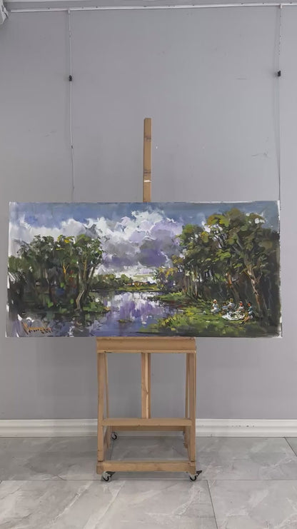 Yeşilin Kucağında Piknik Yağlı Boya Tablosu