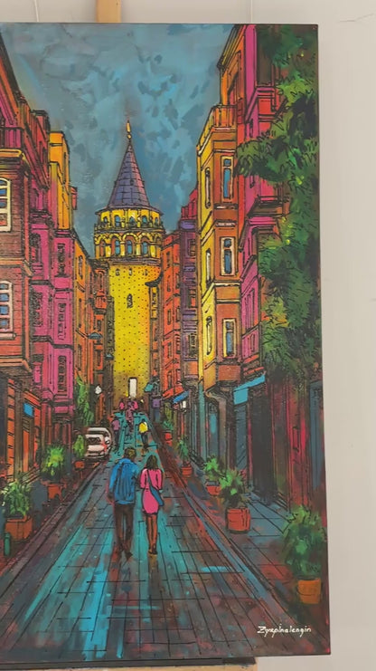 Galata’da Bir Gün Yağlı Boya Tablosu