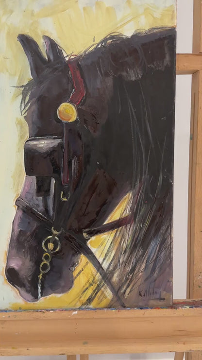 Siyah At Yağlı Boya Tablosu