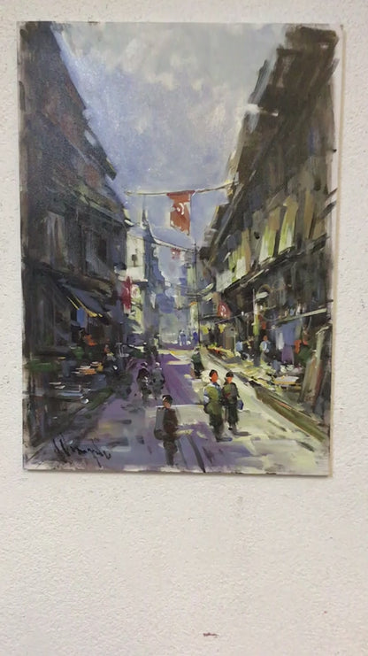 Tarihi Sokaklar Yağlı Boya Tablosu