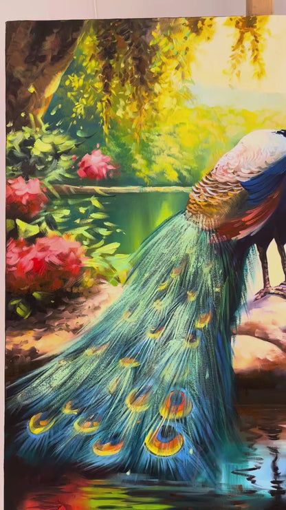 Tavus Kuşunun Masalı Yağlı Boya Tablosu