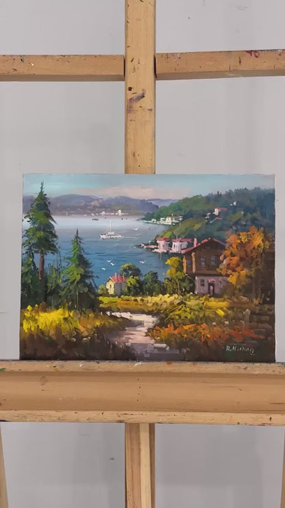 Denize İnilen Yol Yağlı Boya Tablosu