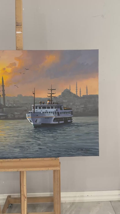 Akşam Vapurları Yağlı Boya Tablosu