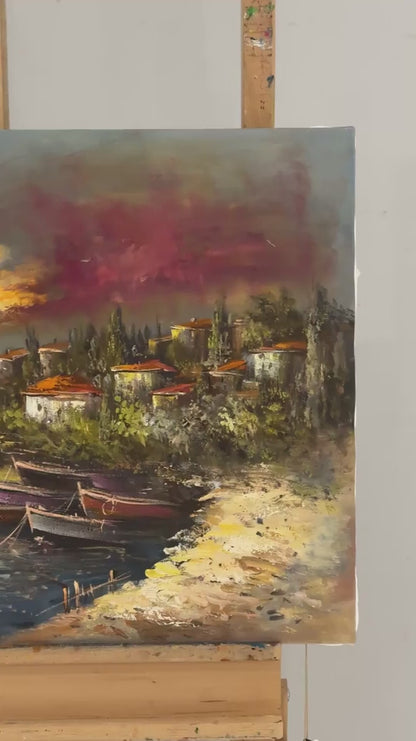 Boğazda Son Işık Yağlı Boya Tablosu