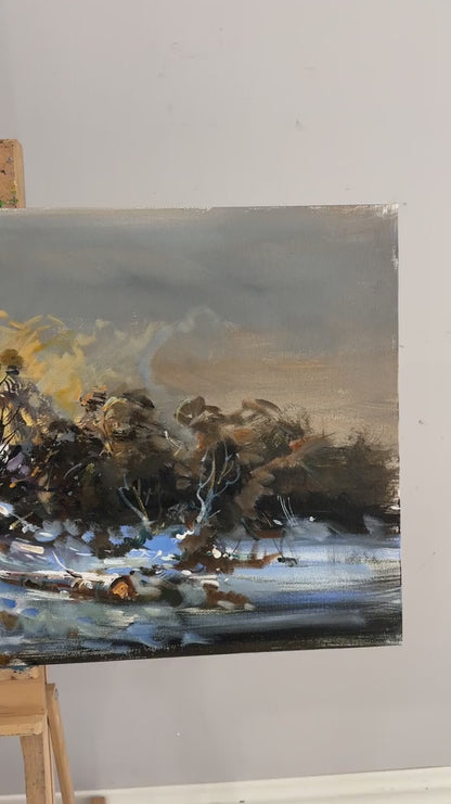 Karlarla Kaplı Tepeler Yağlı Boya Tablosu