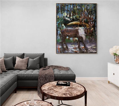 Ren Geyiği Yağlı Boya Tablosu