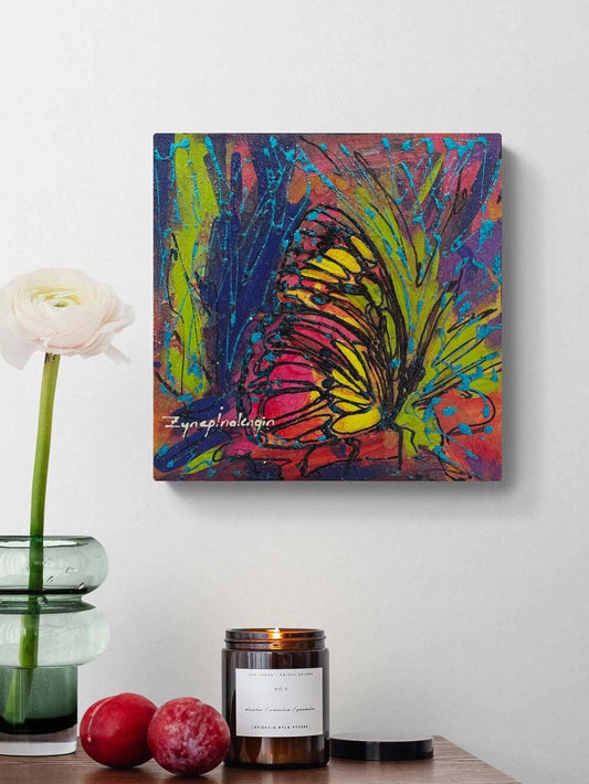 Rengarenk Konan Kelebek Yağlı Boya Tablosu