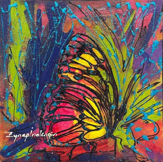 Rengarenk Konan Kelebek Yağlı Boya Tablosu