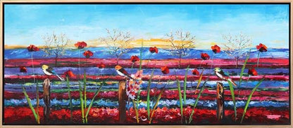 Renkli Gelincik Tarlası Yağlı Boya Tablosu