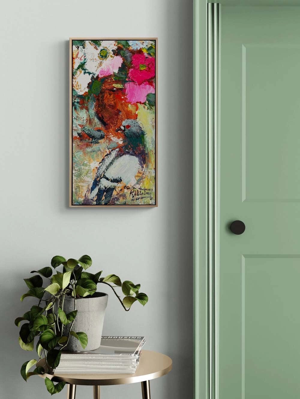 Renklerde Güvercin Yağlı Boya Tablosu