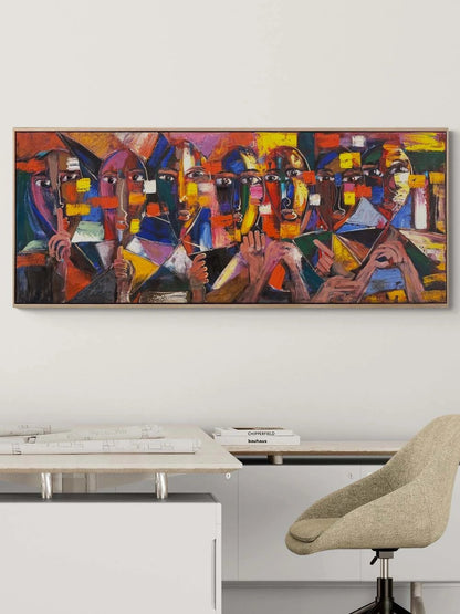 Renklerde Soyut Yüzler Yağlı Boya Tablosu