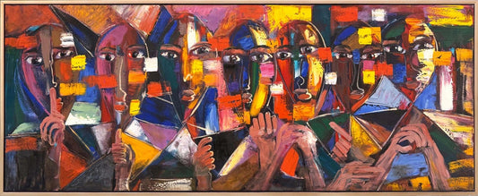 Renklerde Soyut Yüzler Yağlı Boya Tablosu