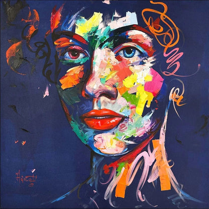 Renklerin İçindeki Kadın Yağlı Boya Tablosu