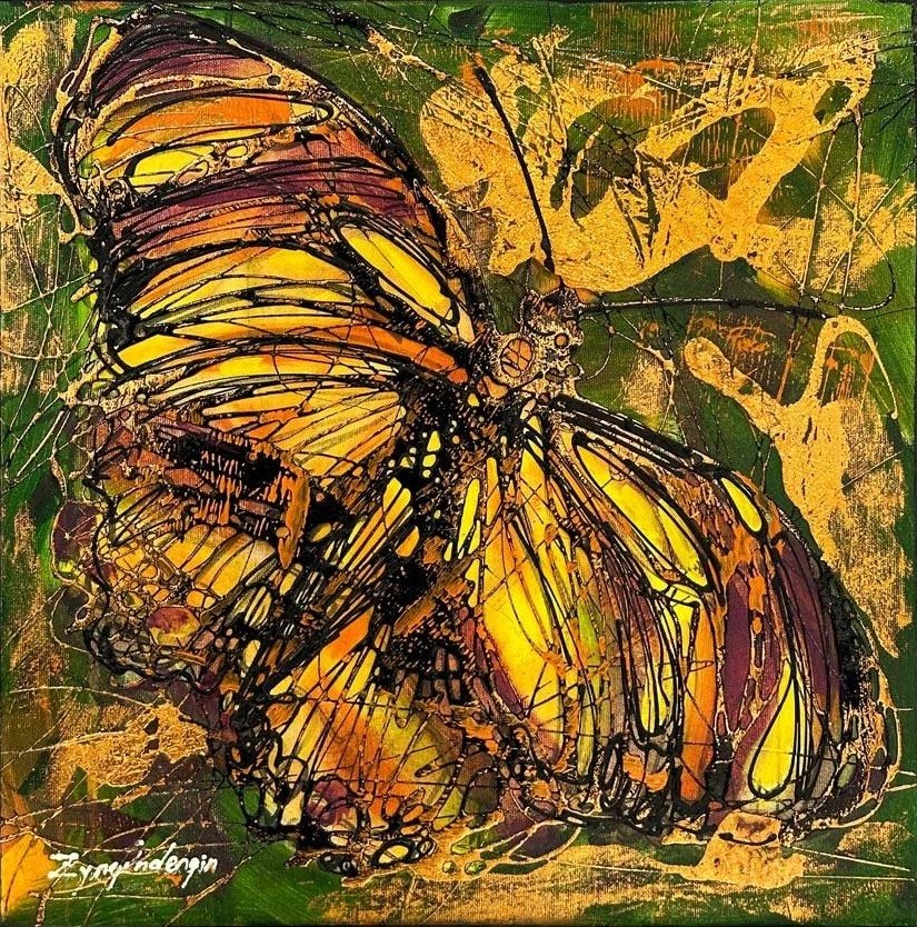 Renkli Kanatların Melodisi Yağlı Boya Tablosu