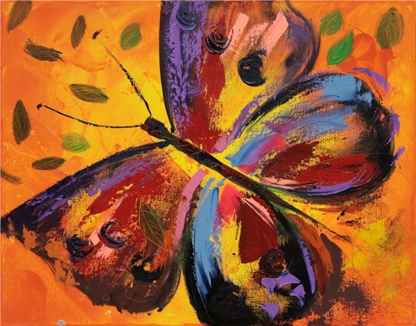 Renkli Kelebek Yağlı Boya Tablosu