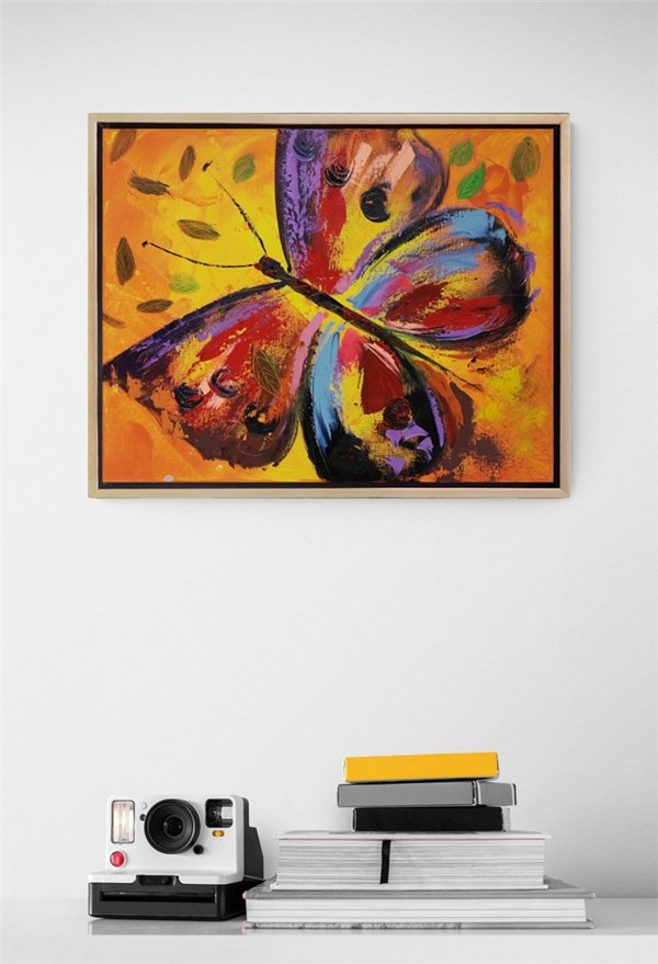 Renkli Kelebek Yağlı Boya Tablosu