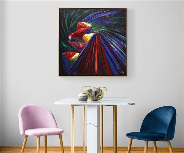 Renkli Papağan Yağlı Boya Tablosu