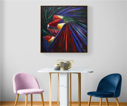 Renkli Papağan Yağlı Boya Tablosu