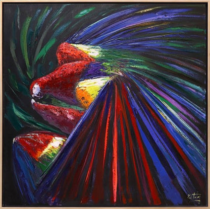 Renkli Papağan Yağlı Boya Tablosu