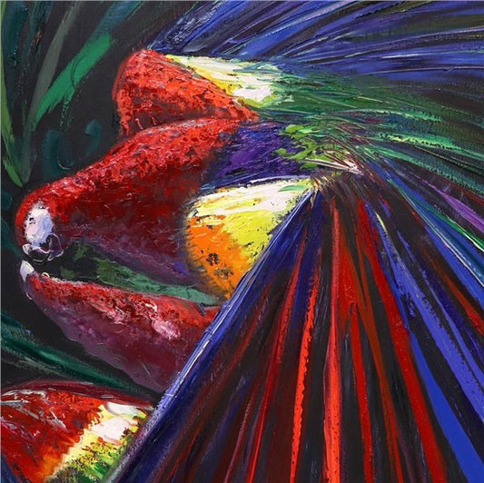 Renkli Papağan Yağlı Boya Tablosu