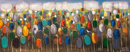 Renkli Sazlıkta Kuşlar Yağlı Boya Tablosu