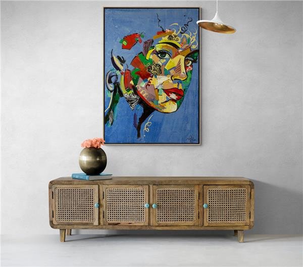 Modernizmin Kadın Yüzü Yağlı Boya Tablosu