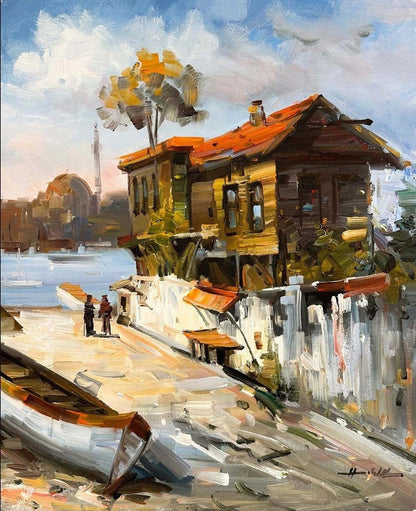 Rıhtımda Bekleyenler Yağlı Boya Tablosu